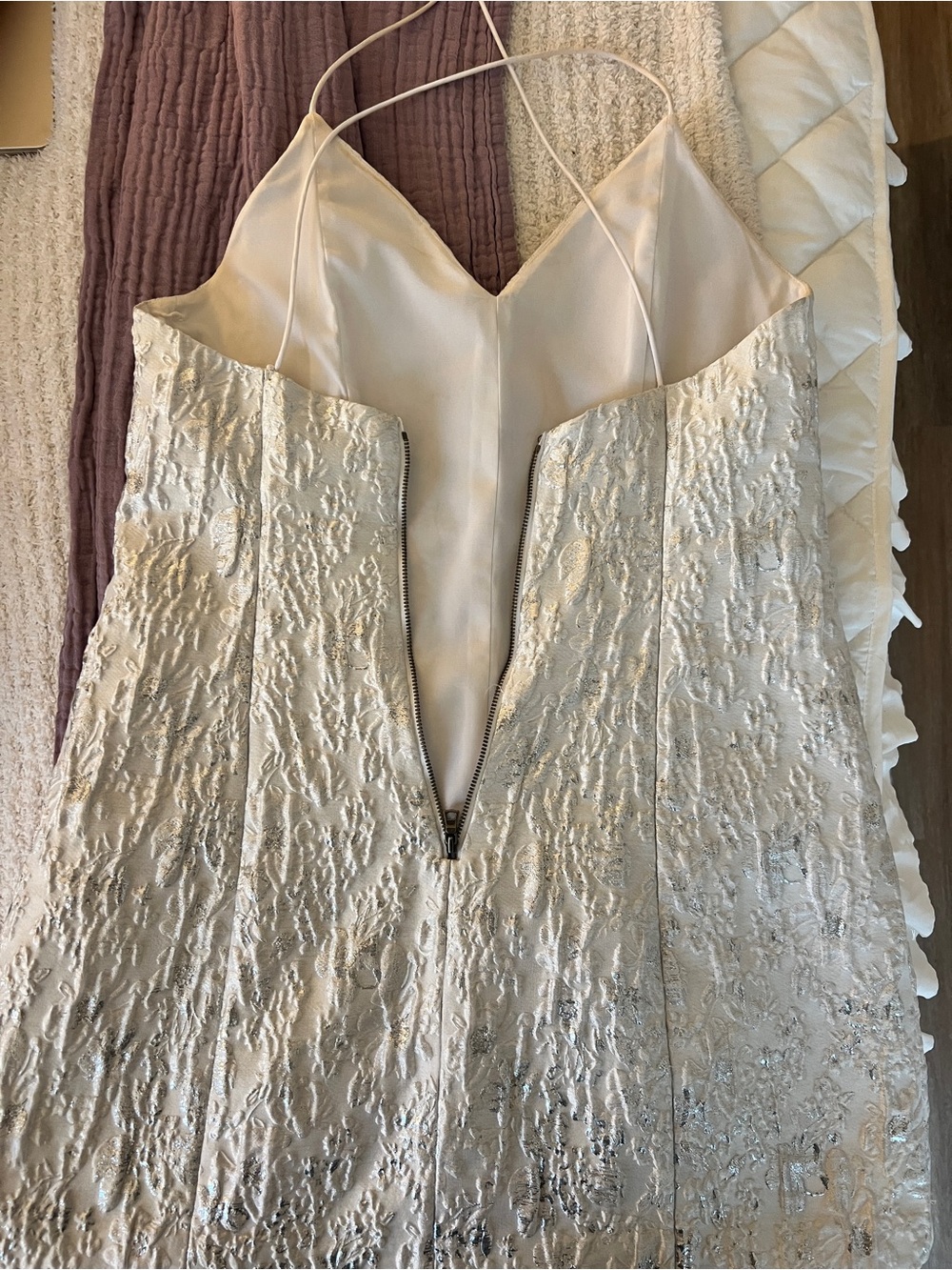 Alice + Olivia White Textured Spaghetti Strap Mini Dress - Picture 3 of 3